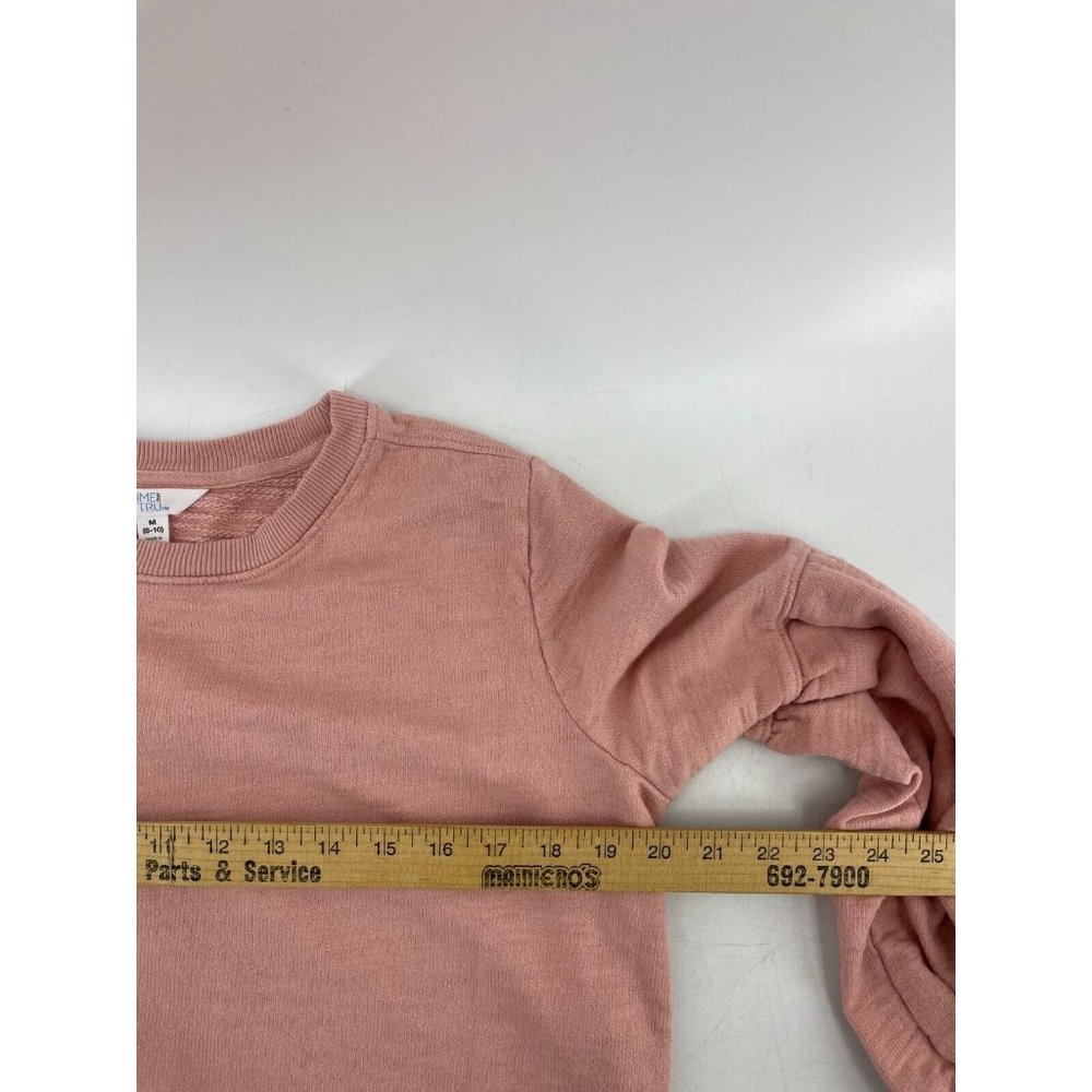 Time and Tru Women's Pink Balloon Sleeve Crop Sweatshirt Top Size M 8-10 - Picture 10 of 13